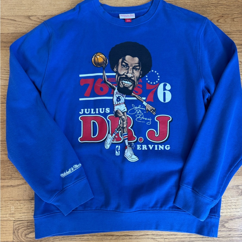 Mitchell & Ness Blue Crewneck Sweater 76ers Retro Style